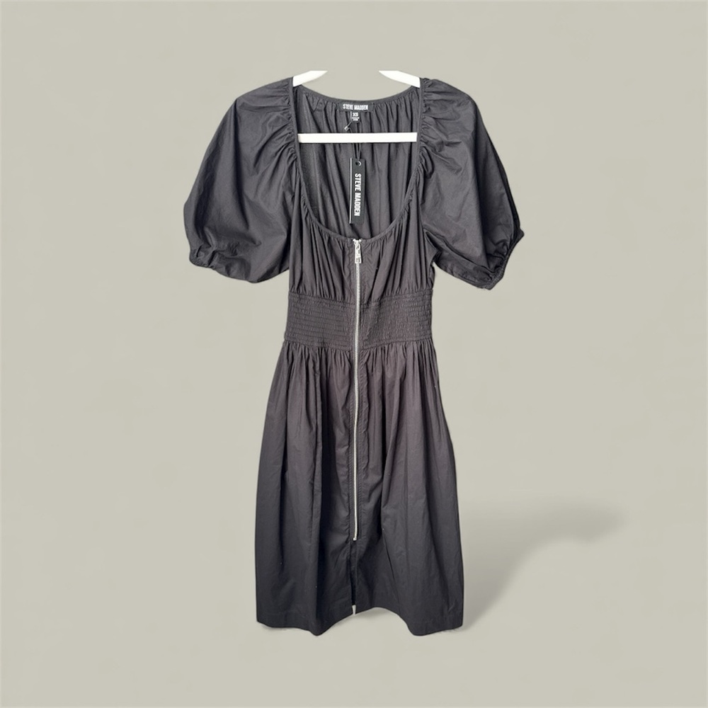 Steve Madden Charcoal Puff Sleeve Midi Dress